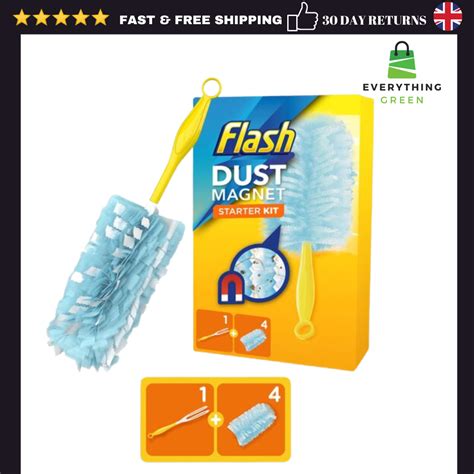 Flash Dust Magnet Duster Starter Kit Handle Fluffy Refills Or