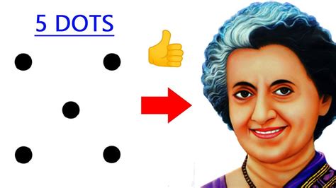 Turn 5 Dots Into Indira Gandhi Drawing Easy First Women Prime