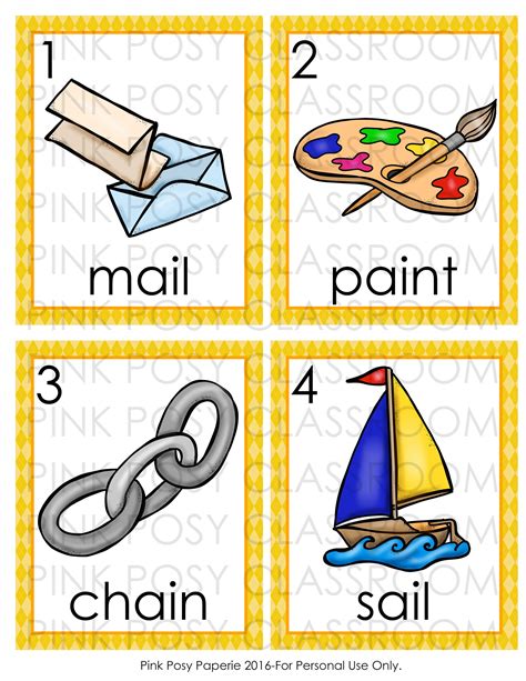 Long Vowels Vocabulary Cards Vowel Worksheet Long A Vowel Team Ai Printable Writing Activity