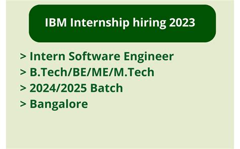 Ibm Internship Hiring Intern Software Engineer B Tech Be Me M