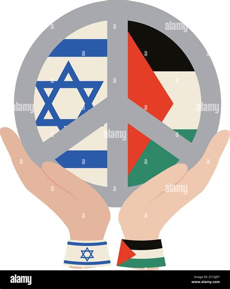 Israel And Palestine Flags In Hands And Peace Emblem Stock Vector Image