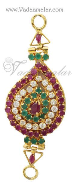 Long Chain With Ruby Emerald Stone Side Pendent For Sarees