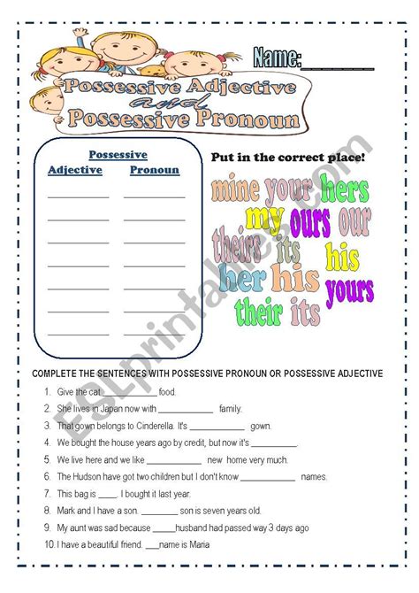 Possessive Adjective And Possessive Pronoun Esl Worksheet By Andang