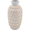 Litton Lane White Ceramic Decorative Vase With Woven Rattan Exterior