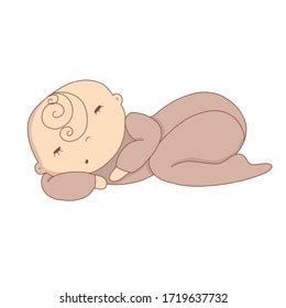 New Born Baby Sleeping Line Drawing Stock Vector Royalty Free