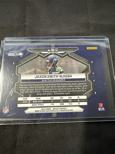 Jaxon Smith Njigba Panini Mosaic Nfl Debut Blue Reactive Prizm Rc