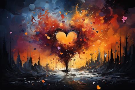 Vibrante ilustración de un corazón encantado que emana Foto Premium