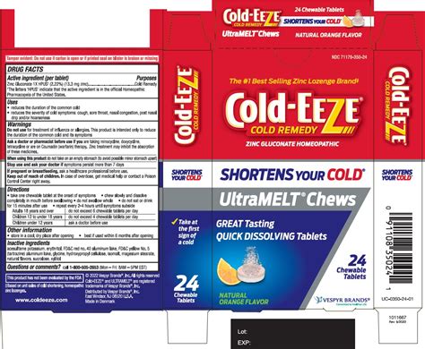 NDC 71179 350 Cold Eeze Cold Remedy Ultramelt Chews Tablet Chewable Oral