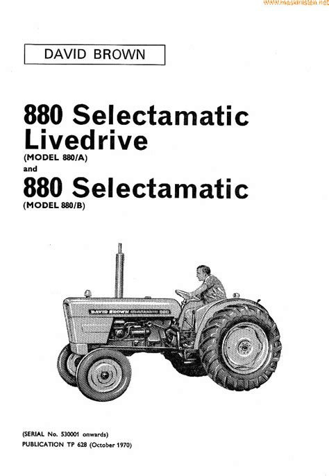 David Brown 880 Selectamatic Tractor Service Parts Catalogue Manual