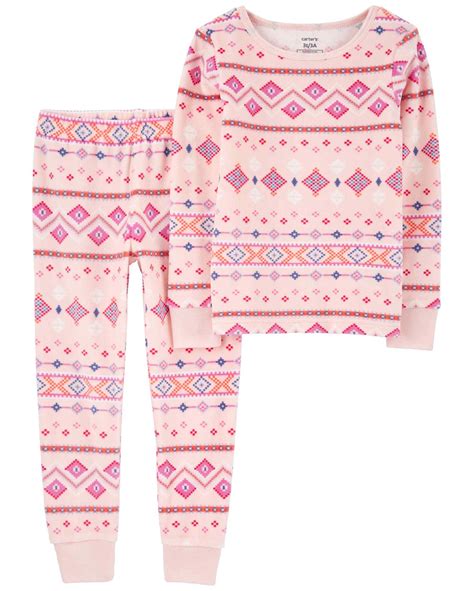 Riachuelo Pijama Longo Infantil Pe As Fleece Geom Trico Rosa Carter S