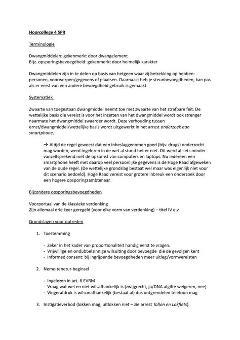 Aantekeningen Bij Hoorcollege 4 Hoorcollege 4 SPR Terminologie