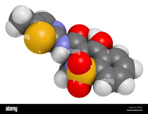 Meloxicam Nsaid Drug Molecule Atoms Are Represented As Spheres And Are