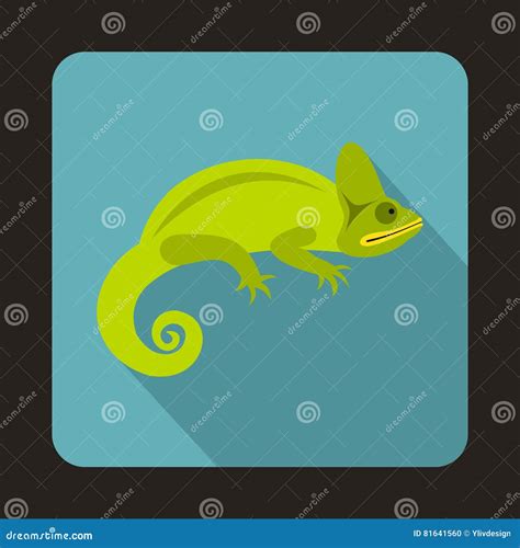 Chameleon Icon Flat Style Stock Vector Illustration Of Color 81641560