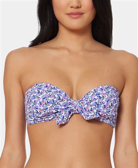 Jessica Simpson Printed Tie Front Bandeau Bikini Top Macys