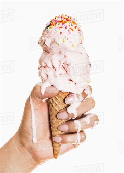 Female Hand Holding Ice Cream Stock Photo Dissolve