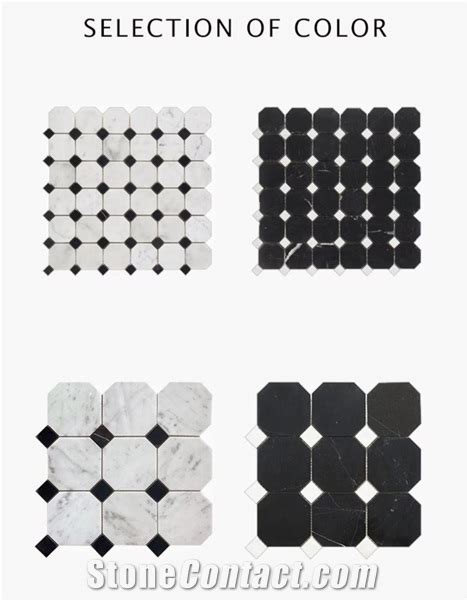 Bianco Carrara Marble Nero Marquina Octagon Mosaic Tiles From China