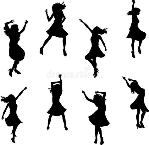 Female Salsa Dancer Silhouettes Stock Vector Illustration Of Jive