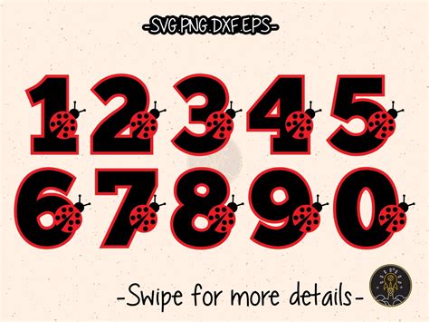 Ladybug Numbers Letters Font Alphabet Svg Vector Cricut Cut Etsy