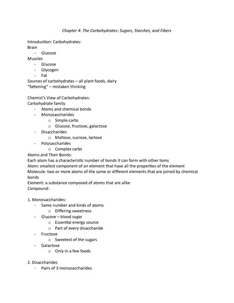 Chapter 4: The Carbohydrates: Sugars, Starches, and Fibers
