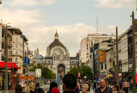 Antwerp Flanders Belgium August Old Town In The Background