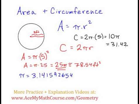 Basic Geometry Area And Circumference Of Circles Youtube