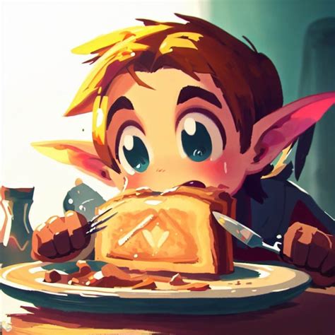 link eats french toast rlinkaiart