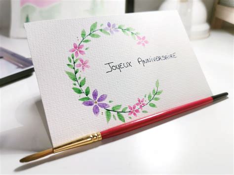 Carte D Anniversaire Fait Maison En Aquarelle Home Made Watercolor