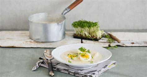 Creamy Salsify Soup with Hard-Boiled Eggs recipe | Eat Smarter USA