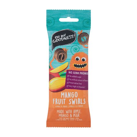 Oh My Goodness Mango Fruit Swirls 50g Kids Fruit And Nut Snacks