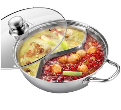 Sangyup Stainless Steel Double Hot Pot With Glass Cover Lazada Ph