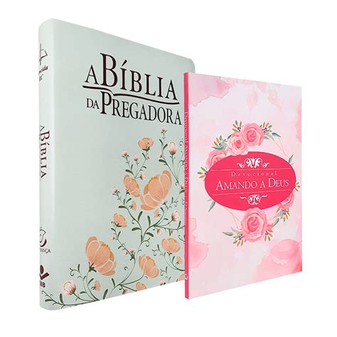 Kit Bíblia da Pregadora RC Luxo Devocional Rosas Aquarela