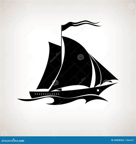 Silhouette Sailing Vessel On A Light Background Stock Vector