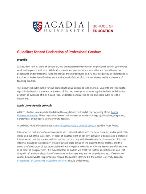 Fillable Online Education Acadiau Acadia Pre Service Teachers Work With