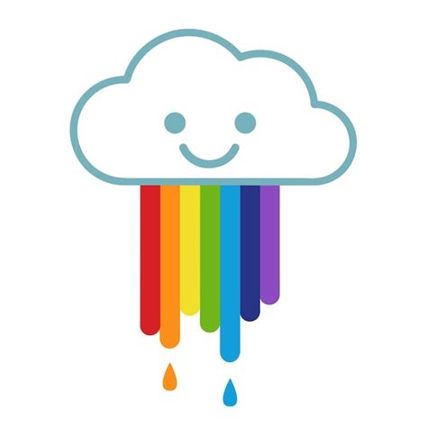 Cartoon Wolk Met Regenboog Icon Premium Vector