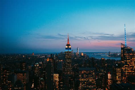 City Lights New York City Outdoors Manhattan Urban Sky Building