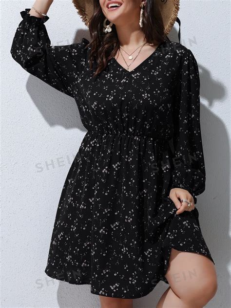 Shein Clasi Plus Ditsy Floral Print A Line Dress For Sale Australia