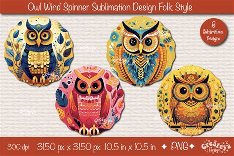 Owl Wind Spinner Wind Spinner Owl Sublimation Bundle Png By Createya