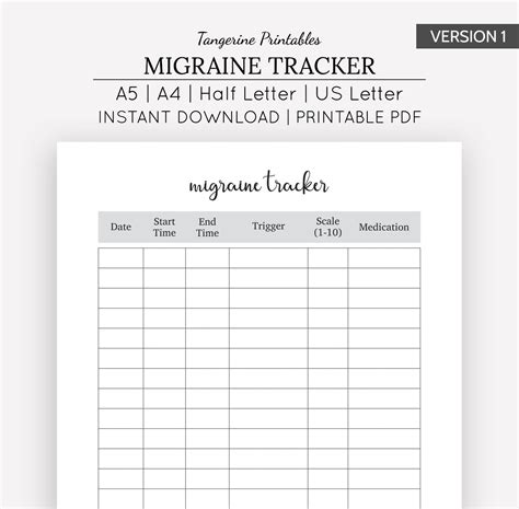 Printable Migraine Tracker Printable Templates