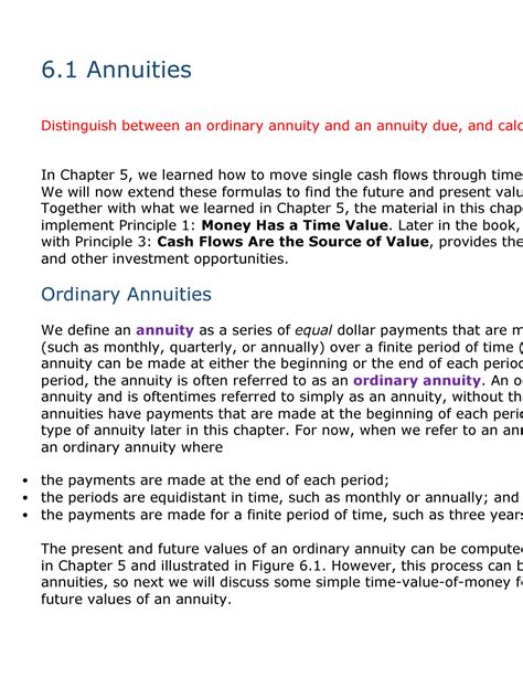 6 1 Annuities Distinguish Between An Ordinary Annuity And An Annuity Due And Calc In Chapter