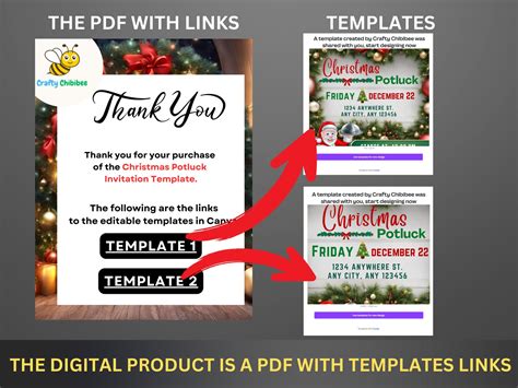 Christmas Potluck Invitation Flyer Template. Editable Canva Template ...