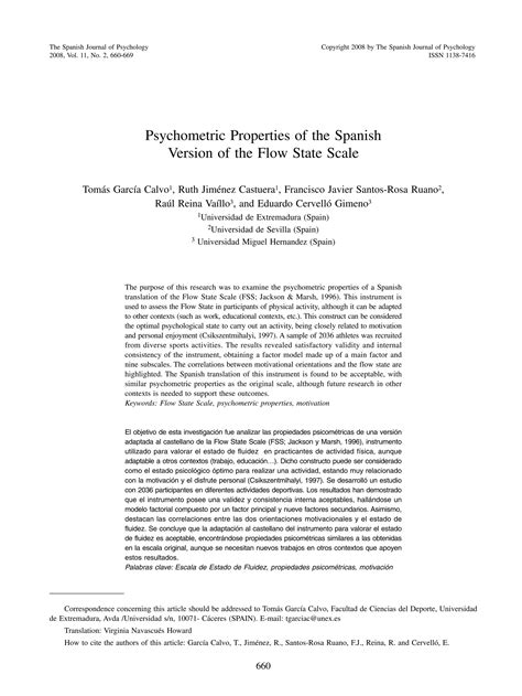 Psychometric properties of the spanish version of the flow state scale