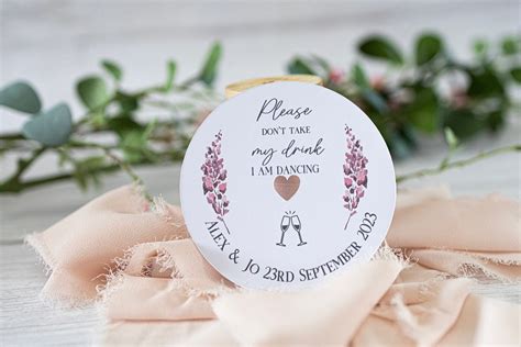 Wedding Drinks Coaster Set Of Blush Wedding Drink Cover Please