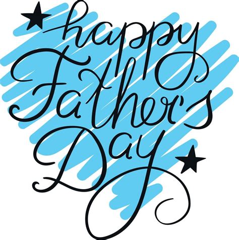 Happy Fathers Day Lettering On A Blue Heart Shape Background