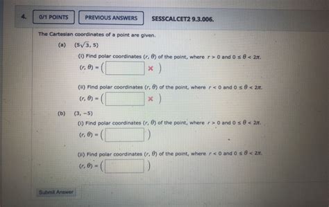 Solved 0 1 POINTS PREVIOUS ANSWERS SESSCALCET2 9 3 006 The Chegg