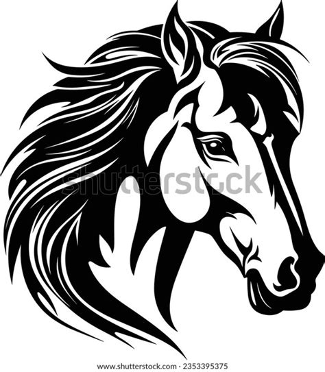 Beautiful Black White Horse Head Silhouette Stock Vector (Royalty Free ...