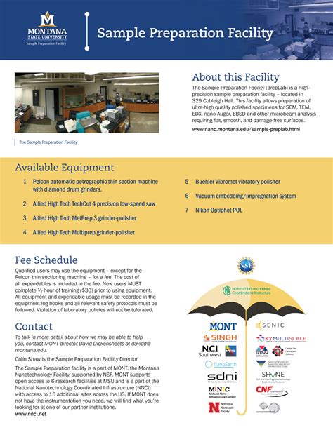 Facility Brochures Montana Nanotechnology Facility Montana State University