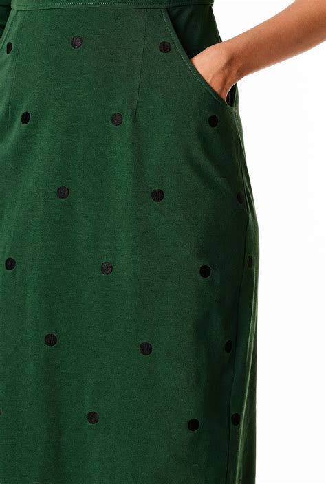 Shop Embellished Polka Dot Cotton Knit Sheath Dress Eshakti