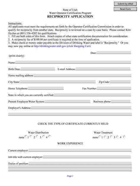 Fillable Online Deq Utah Certification Of Reciprocity For Other States