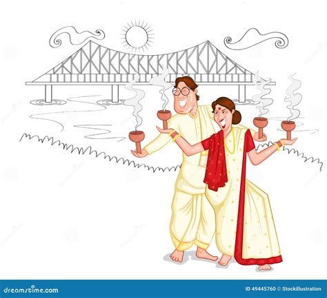 Dancing Bengali Couple Vector Illustration 49445760