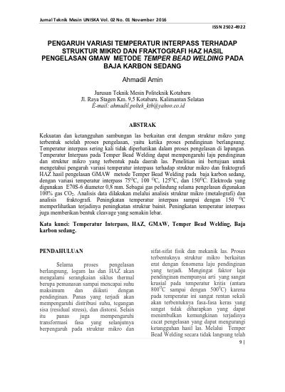 Pengaruh Variasi Temperatur Interpass Terhadap Struktur Mikro Dan